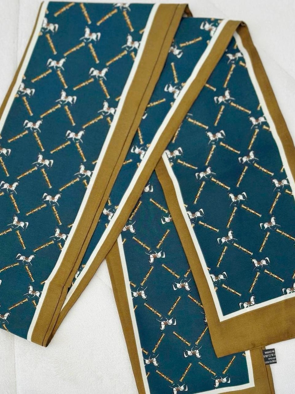 Designer-Style Teal and Olive Decorative Runner Scarf